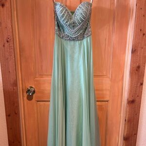 Sherri Hill Sage Green Strapless Dress